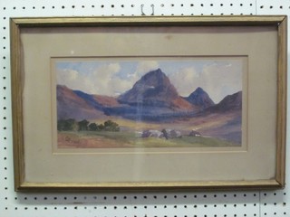 Watercolour drawing "Mountain Scene" monogrammed G T and dated 1926, the reverse labelled Hills of Rosshire Scotland Cyril D Fitzroy, 6 1/2" x 13 1/2"