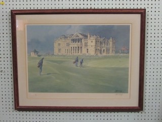 Robert A Wade, a limited edition coloured print "Golf Club House St Andrews" 14" x 21"