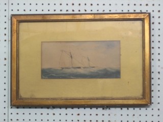 A 19th Century watercolour drawing "Two Racing Yachts" 4 1/2" x 9 1/2", indistinctly signed