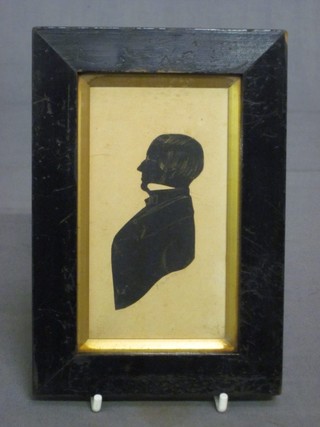 19th Century head and shoulders silhouette  "Young Man" 4" x 2"