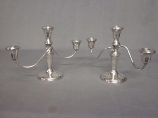 A pair of Sterling silver 3 light candelabrum (1f)