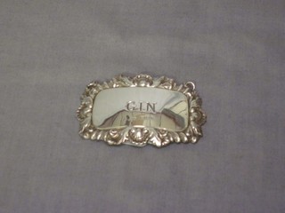 A modern silver decanter label - Gin