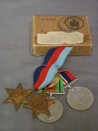 A group of 4 medals to  comprising 1939-45 Star, Burma Star, Defence & War medal