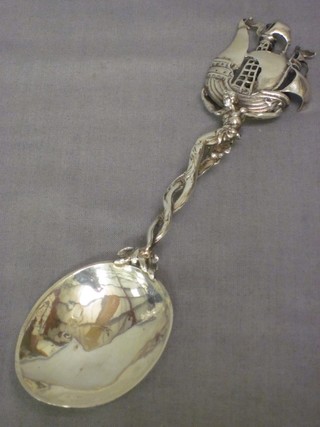 A Continental silver spoon decorated a Galleon, 1 ozs