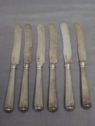 6 Continental silver bladed tea knives