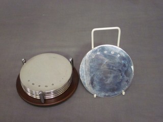 6 modern silver circular coasters 4"