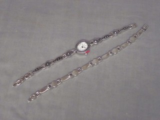 A lady's marcasite wristwatch and a matching bracelet