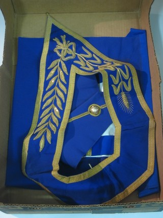 A quantity of Masonic regalia comprising a Grand Officer's undress apron, Assistant Grand Standard Bearer, an undress collar and a full dress collar