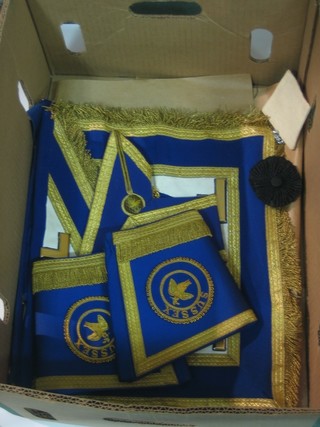 A quantity of Masonic regalia - 2 Provincial Grand Officer's aprons, 1 collar and a pair of gauntlets
