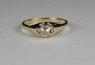 An 18ct yellow gold Gypsy dress ring set a diamond