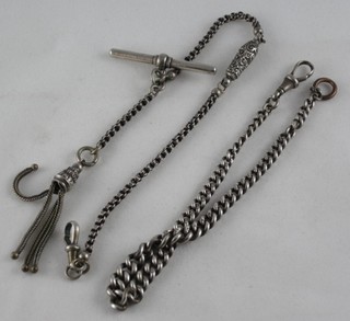 A Langtree watch chain and a silver curb link watch chain