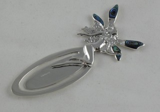 A modern silver bookmark decorated a fairy