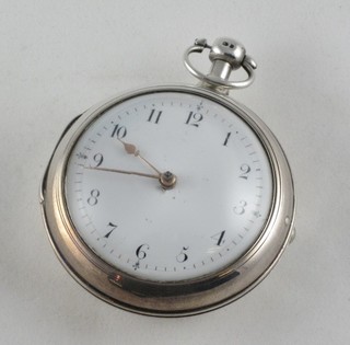 A fusee pocket watch with verge escapement by Nicholas Giles of Maidstone contained in a silver pair case