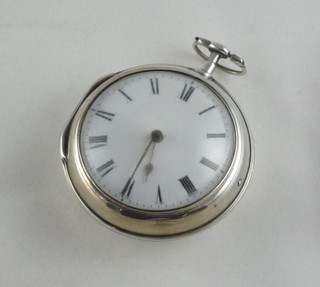 A fusee pocket watch with verge escapement by Taylor of London contained in a silver pair case
