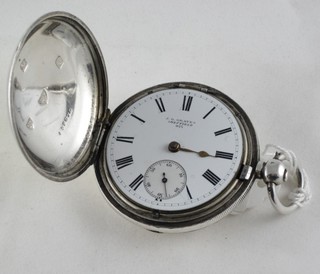 A pocket watch by J G Graves Sheffield, contained in a silver full hunter case (glass f)