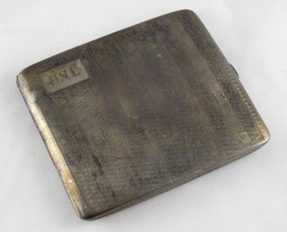 A silver cigarette case with engine turned decoration, Birmingham 1927, 3 ozs