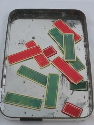 14 various rectangular coloured ivory gaming counters