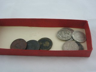 A Victorian silver half crown 1890, 1 other 1892, a Victorian 1894 crown, a 1935 half crown, a 1941 do.  and 3 bronze coins