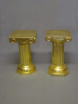 A pair of gilt painted pedestals in the form of Ionic columns 12"