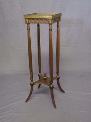 A 19th Century style square French walnut and marble jardiniere with gilt mounts 12"