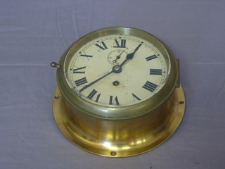 A ward room style clock with painted dial having a minute indicator 6"
