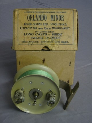 An Orlando Minor fishing reel boxed