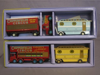 A Corgi Chipperfield Circus Scammel Highwayman trailer and caravan no.7885 together with a ditto Foden closed pole truck with caravan no. 9788, boxed