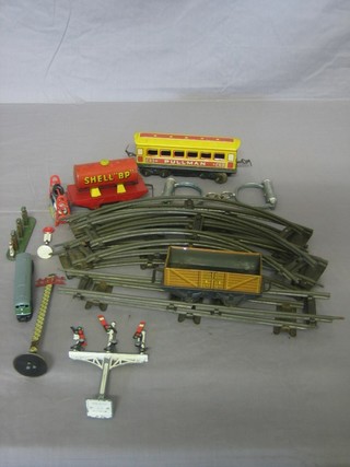 An N gauge EL60 double headed diesel locomotive, a Shell BP pressed metal oil tanker, a small collection of rails etc