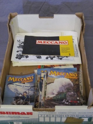 A box containing various 1950's and later editions of Meccano magazine