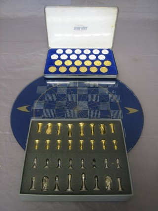 A Star Trek official chequer set and a Star Trek Tridimensional chess set complete with board