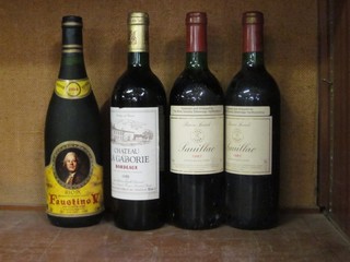 2 bottles of 1987 Wine Society Pauillac, a bottle of 1988 Chateau La Gaborie and a bottle of 1994 Faustino Rioja