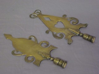 2 decorative pierced brass halbert heads 9"