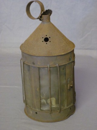 A 19th Century cylindrical metal lantern 13"