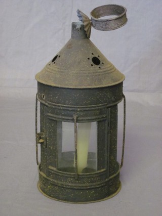 A 19th Century cylindrical iron lantern 12"