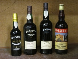 A bottle of Kolossi Cyprus cream sherry, 2 bottles of Duke of Clarence Madeira and a bottle of Lea Cooks Rich St John Madeira