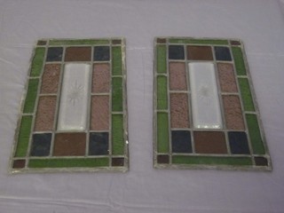 6 rectangular lead glazed stained glass panels 14"  x 7"