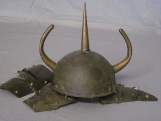 A Viking style metal helmet