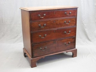 A Georgian mahogany chest of 4 long drawers, raised on bracket feet 33"
