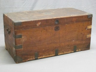 A 19th Century camphor and brass banded trunk with hinged lid 41"