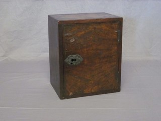 An 18th Century walnut strong box enclosed by a panelled door 12"