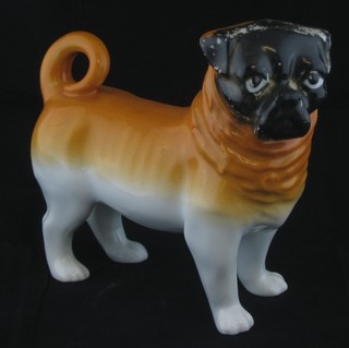 A 19th Century porcelain figure of a standing Pug, 6"