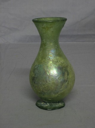A Roman club shaped glass vase 6"
