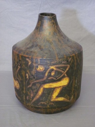 A large Art Pottery vase 16", the base signed IR?