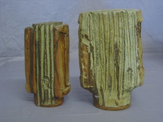A rectangular Troika style vase 9" and 1 other 8"
