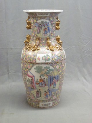 A large and impressive Canton style famille rose porcelain vase decorated court figures 37"