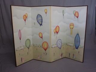 A 4 fold screen  decorated balloons 48" (originally purchased from Harrods)