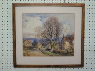 John William Howey, watercolour drawing "Thirlby Village, Yorkshire" 12" x 14" ILLUSTRATED