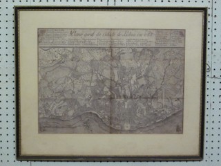An 18th Century monochrome map Plano Geral Da Cidade De Lisboa Em 1785, 12" x 16", creased to centre and tight to margin