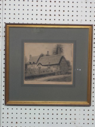 An etching "Anne Hathaway's Cottage" 6" x 8" indistinctly signed