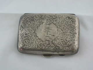 A silver cigarette case with engine turned decoration, Birmingham 1928 1 ozs